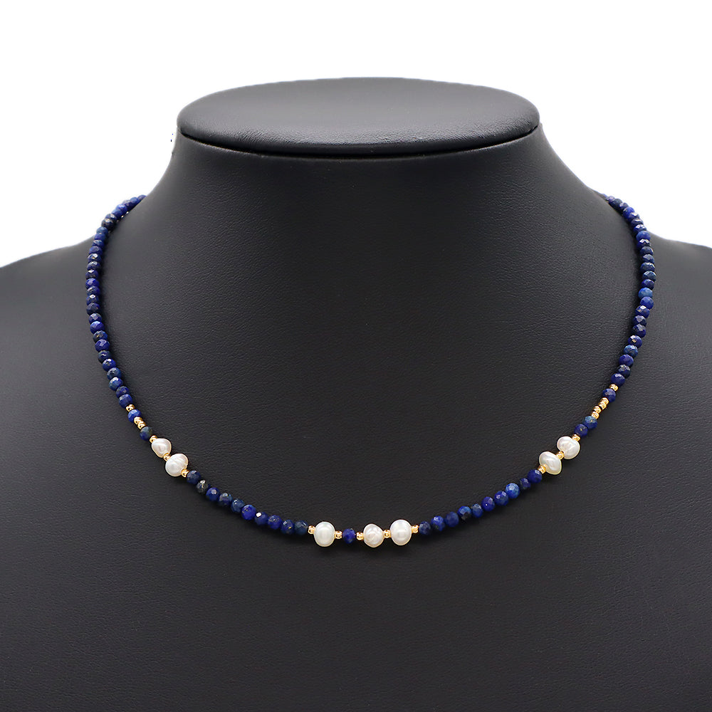 Multi-color Natural Stone Beads With Fresh Water Pearl Handmade Necklace