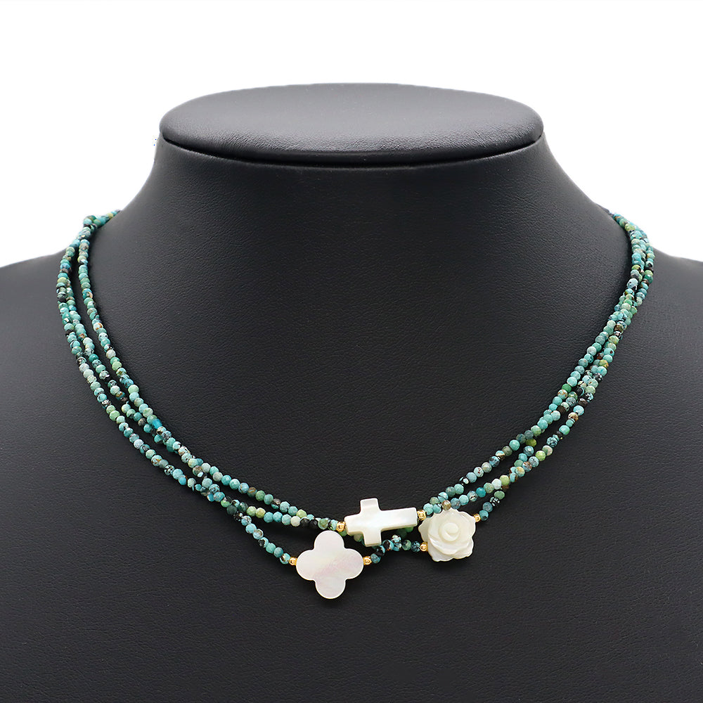 Custom Natural Turquoise Stone Beads 925 Sterling Silver Jewelry Handmade Necklace