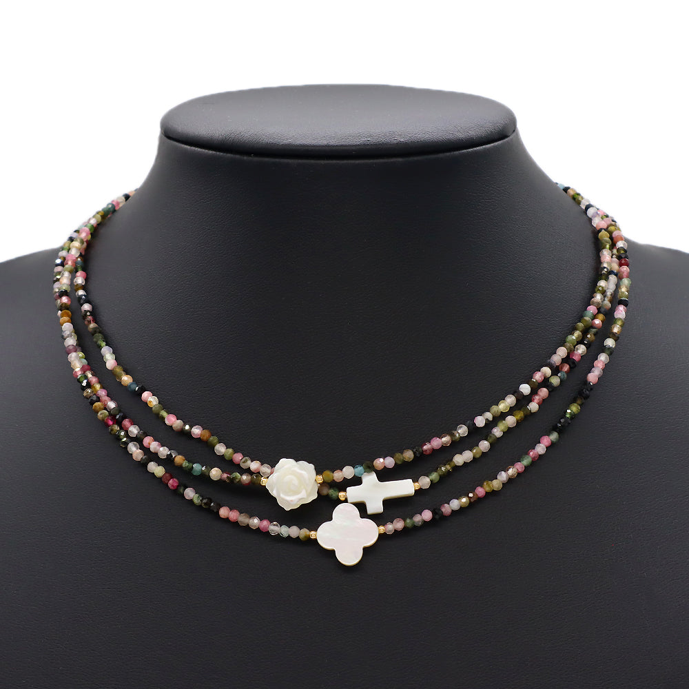 Custom Natural Tourmaline Stone Beads 925 Sterling Silver Jewelry Handmade Necklace