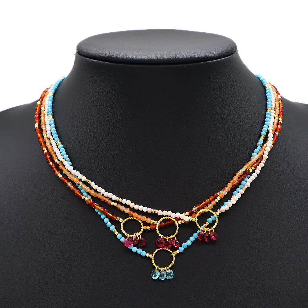 Natural Stone Beads With 925 Sterling Silver Handmade Necklace