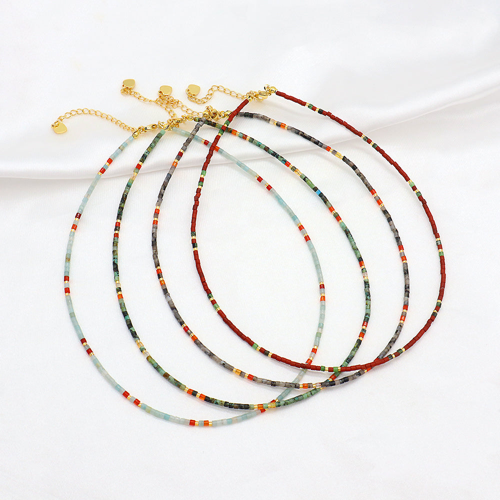 Custom Multi-color Natural Stone Beads Handmade Necklace