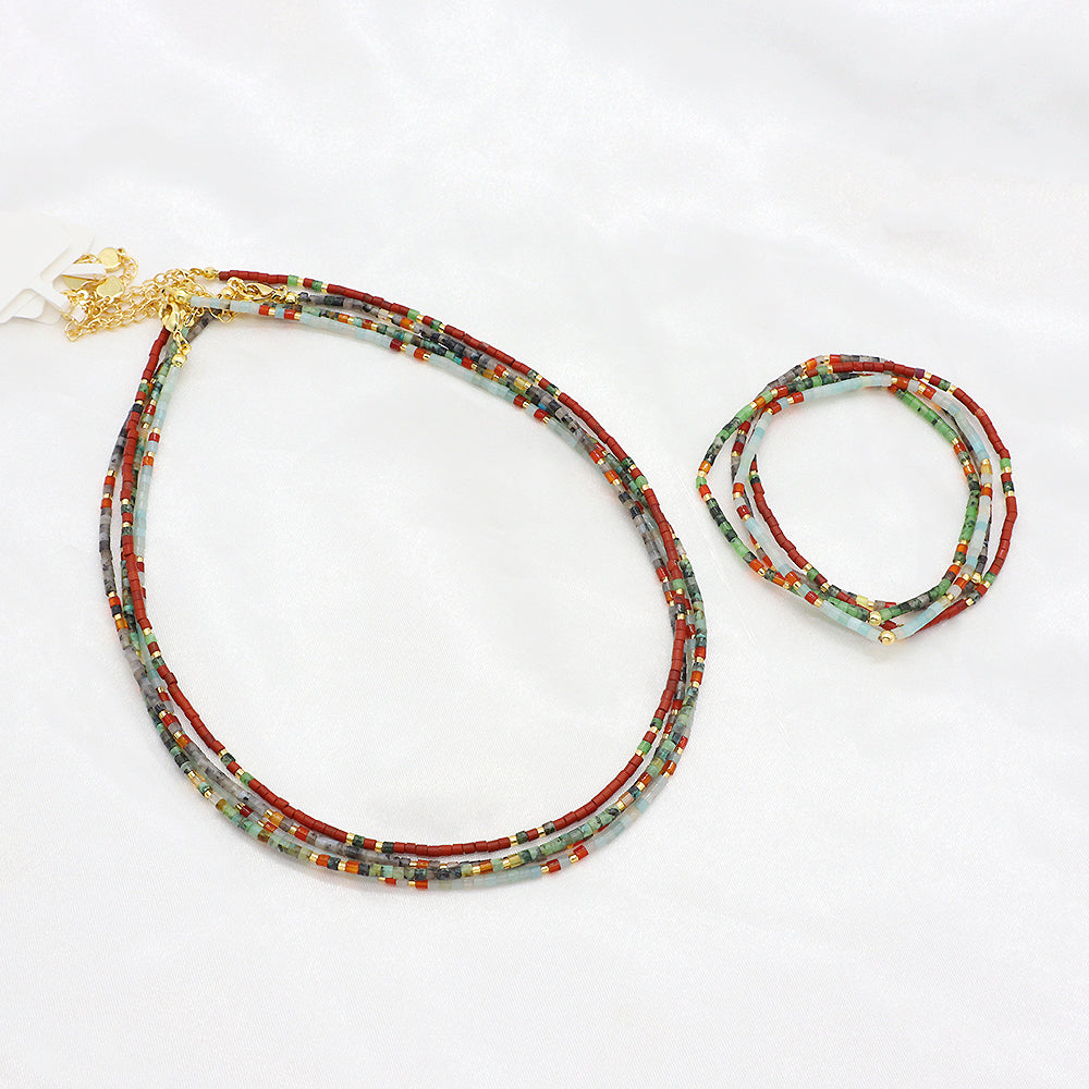 Custom Multi-color Natural Stone Beads Handmade Necklace