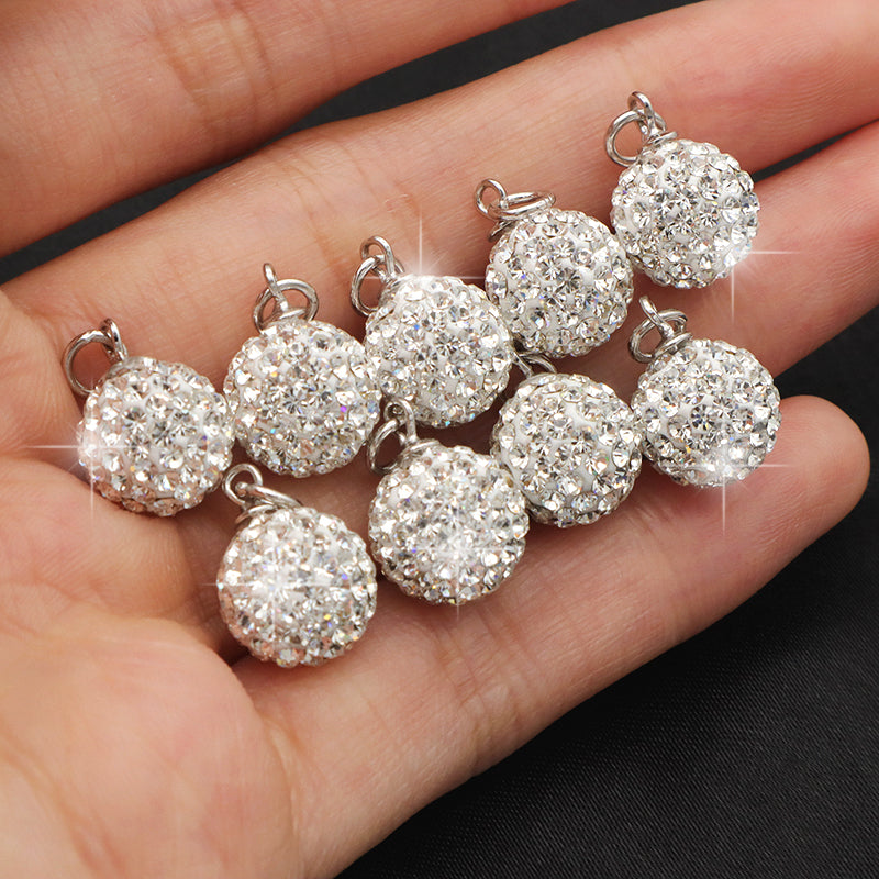 DIY Wholesale Handmade 925 Sterling Silver Custom Fashion Women Clay Crystal Bead Charm Jewelry Necklace Pendant