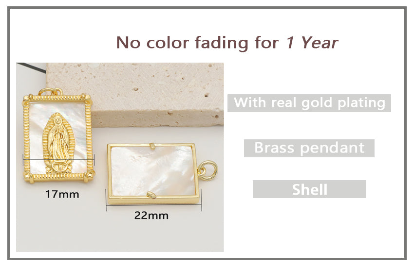 Wholesale Trendy Women Custom Rectangle Shell Cross Jewelry Fashion Gold Plating Shells Necklace Pendant Charm