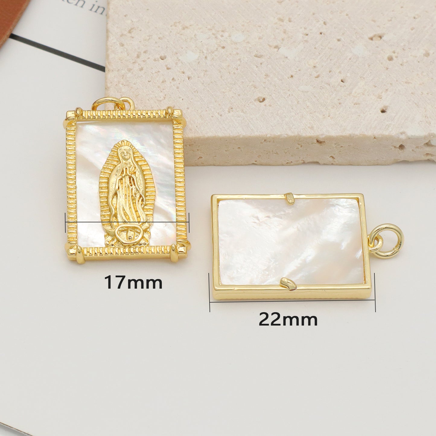 Wholesale Trendy Women Custom Rectangle Shell Cross Jewelry Fashion Gold Plating Shells Necklace Pendant Charm