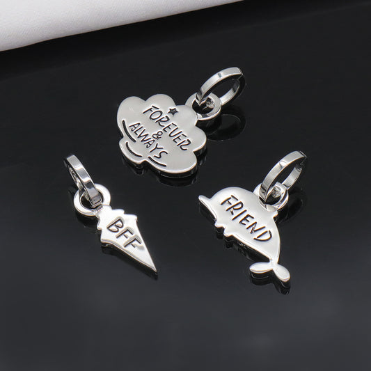 Custom Openable Clasp Dolphin Charm Pendant Jewelry Platinum Plated 925 Sterling Silver Best Friend Forever Pendant For Teen Girl Women