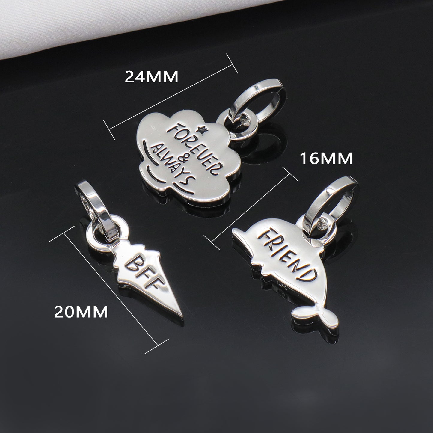 Custom Openable Clasp Dolphin Charm Pendant Jewelry Platinum Plated 925 Sterling Silver Best Friend Forever Pendant For Teen Girl Women