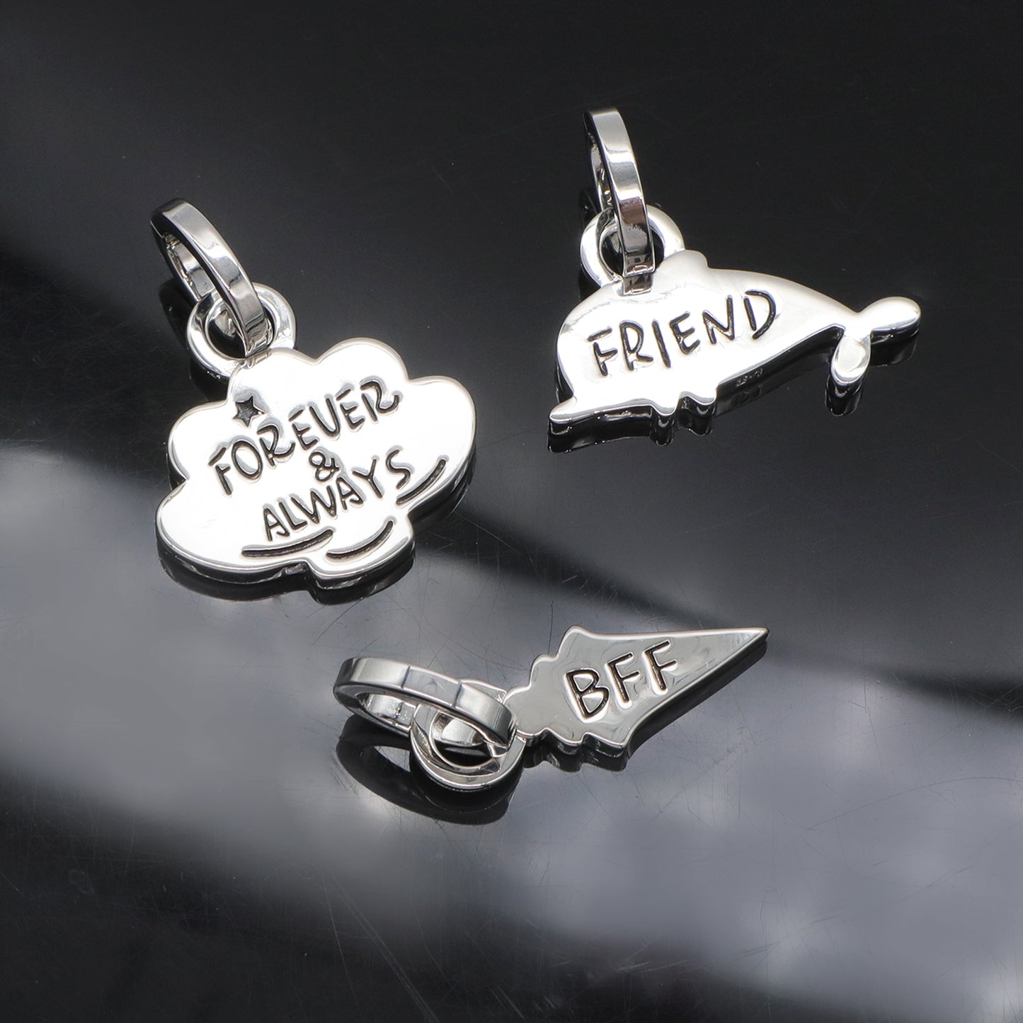 Custom Openable Clasp Dolphin Charm Pendant Jewelry Platinum Plated 925 Sterling Silver Best Friend Forever Pendant For Teen Girl Women