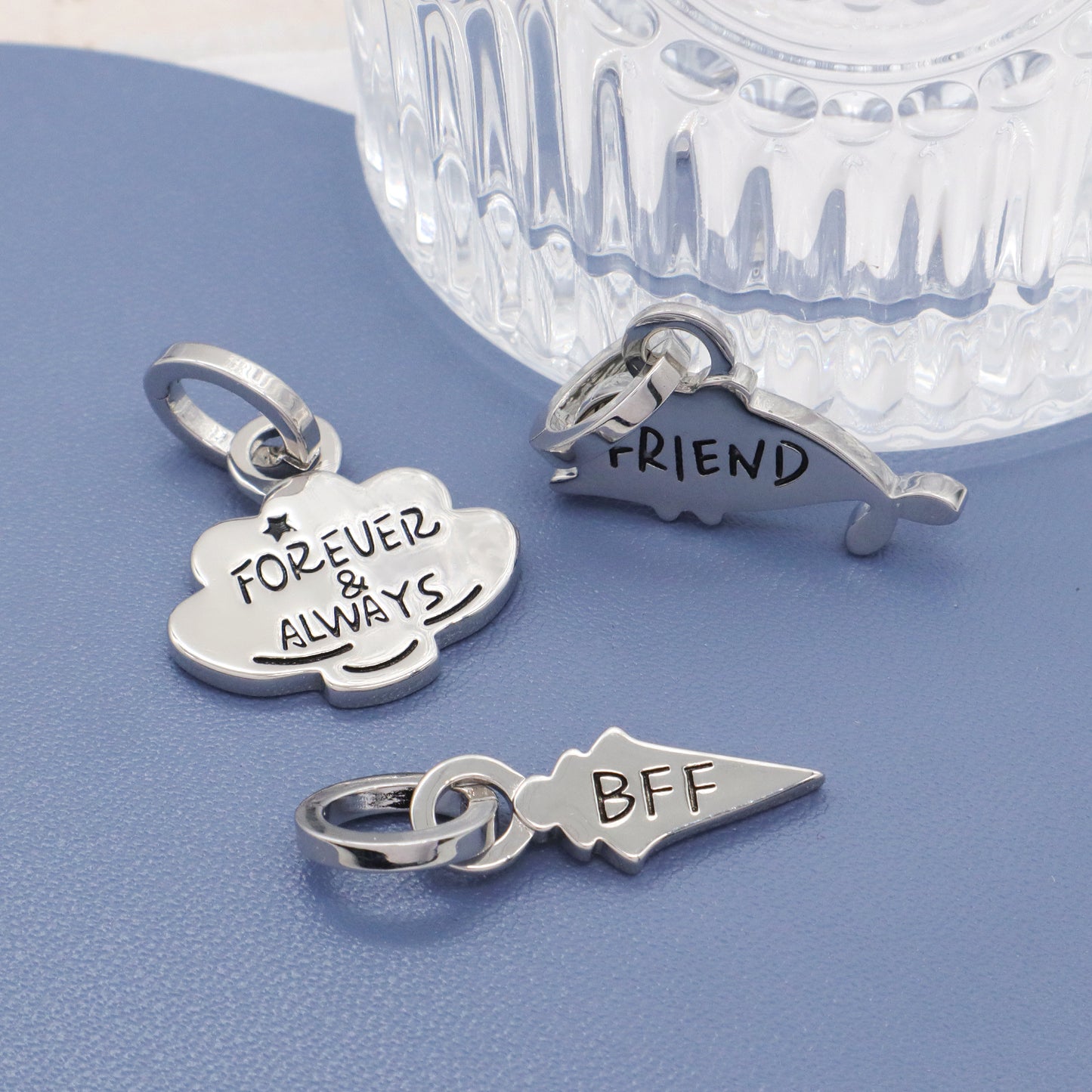 Custom Openable Clasp Dolphin Charm Pendant Jewelry Platinum Plated 925 Sterling Silver Best Friend Forever Pendant For Teen Girl Women