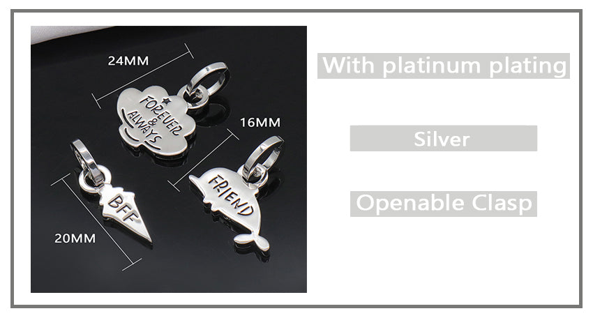 Custom Openable Clasp Dolphin Charm Pendant Jewelry Platinum Plated 925 Sterling Silver Best Friend Forever Pendant For Teen Girl Women