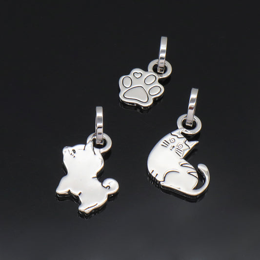 Wholesale Custom Women Jewelry Platinum Plated Openable Clasp Cute Cat Claw Dog Cat Charm 925 Sterling Silver Pendant