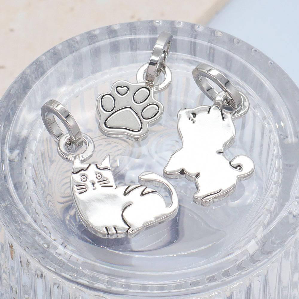 Wholesale Custom Women Jewelry Platinum Plated Openable Clasp Cute Cat Claw Dog Cat Charm 925 Sterling Silver Pendant