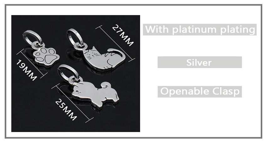 Wholesale Custom Women Jewelry Platinum Plated Openable Clasp Cute Cat Claw Dog Cat Charm 925 Sterling Silver Pendant