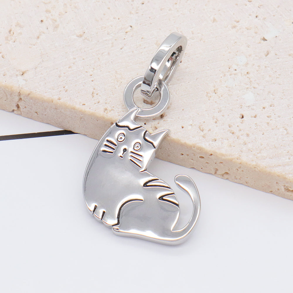 Wholesale Custom Women Jewelry Platinum Plated Openable Clasp Cute Cat Claw Dog Cat Charm 925 Sterling Silver Pendant