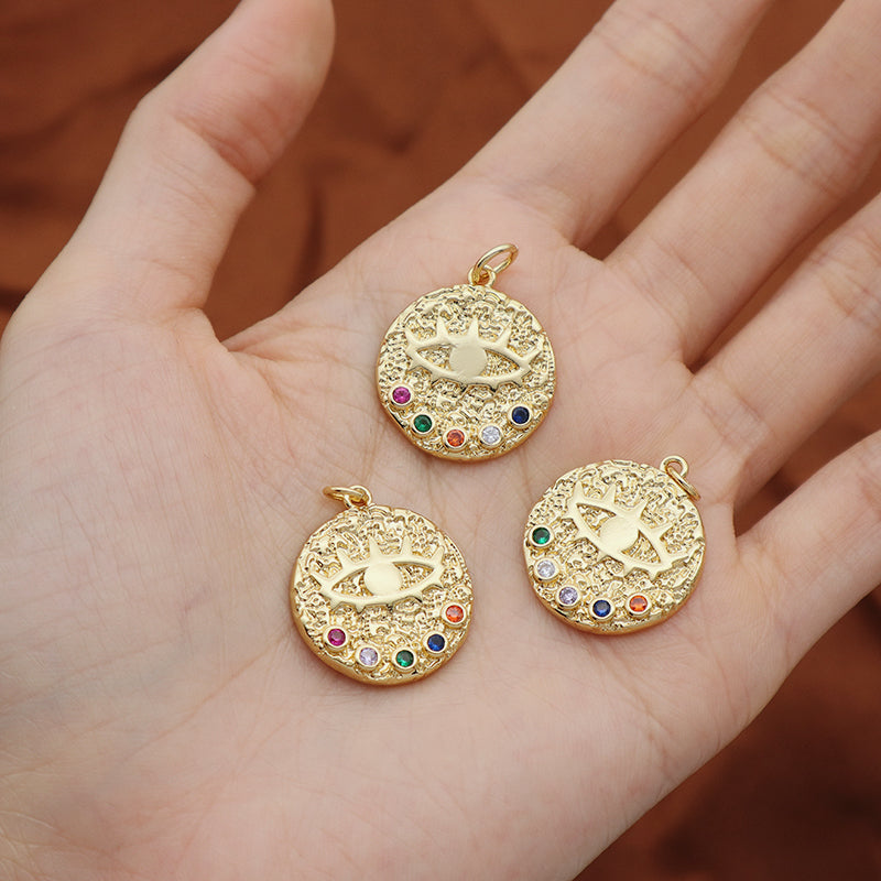 New Bulk Sale Custom Fashionable Women Turkish Evil Eyes Charm Jewelry Diy Gold Plated CZ Devil Eyes Pendant For Necklace