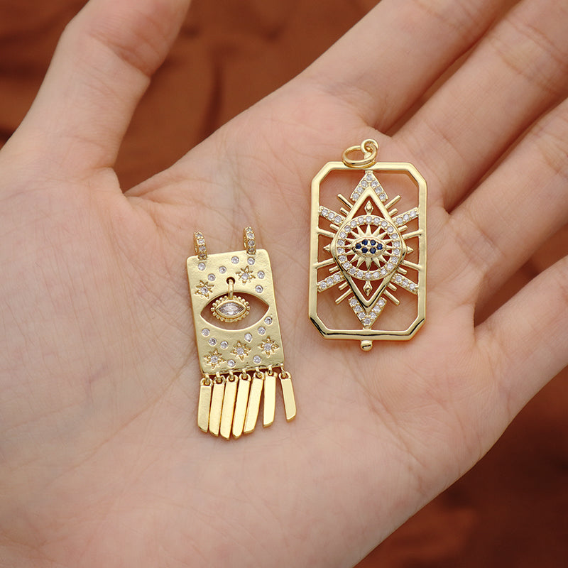 Fashionable Women Turkish Evil Eyes Charm Jewelry Wholesale Custom Diy Gold Plated CZ Devil Eyes Pendant For Necklace Making