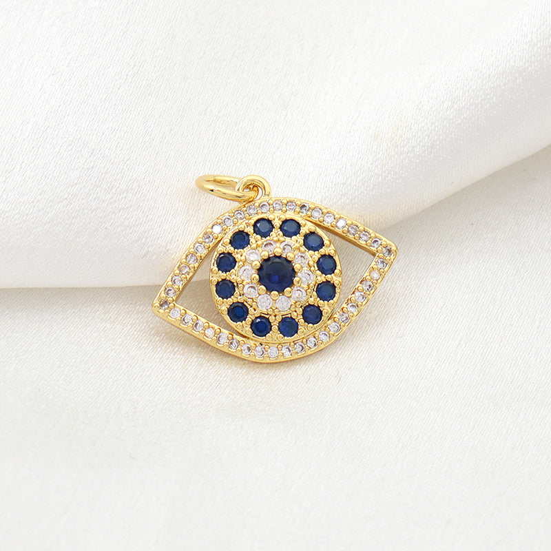 Diy Fashion Women Custom Wholesale CZ Turkish Evil Eyes Charm Jewelry Gold Plated Devil Eyes Pendant For Necklace Bracelet