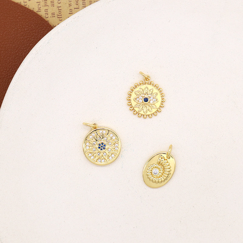 New Arrival Custom Fashion Women Evil Eyes Jewelry Charm Diy Gold Plated CZ Snail Flower Turkish Evil Eyes Pendant For Necklace