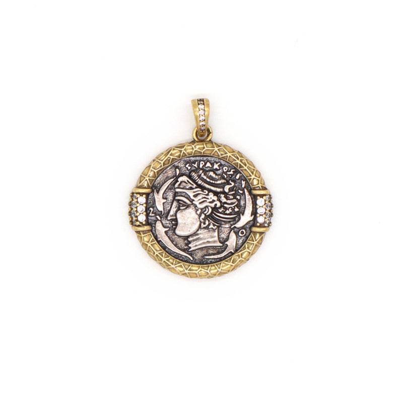 Diy Custom Factory Wholesale Women Men Round Charm Jewelry Gold Plated Vintage Two-sided Head Sculpture Pendant For Necklace