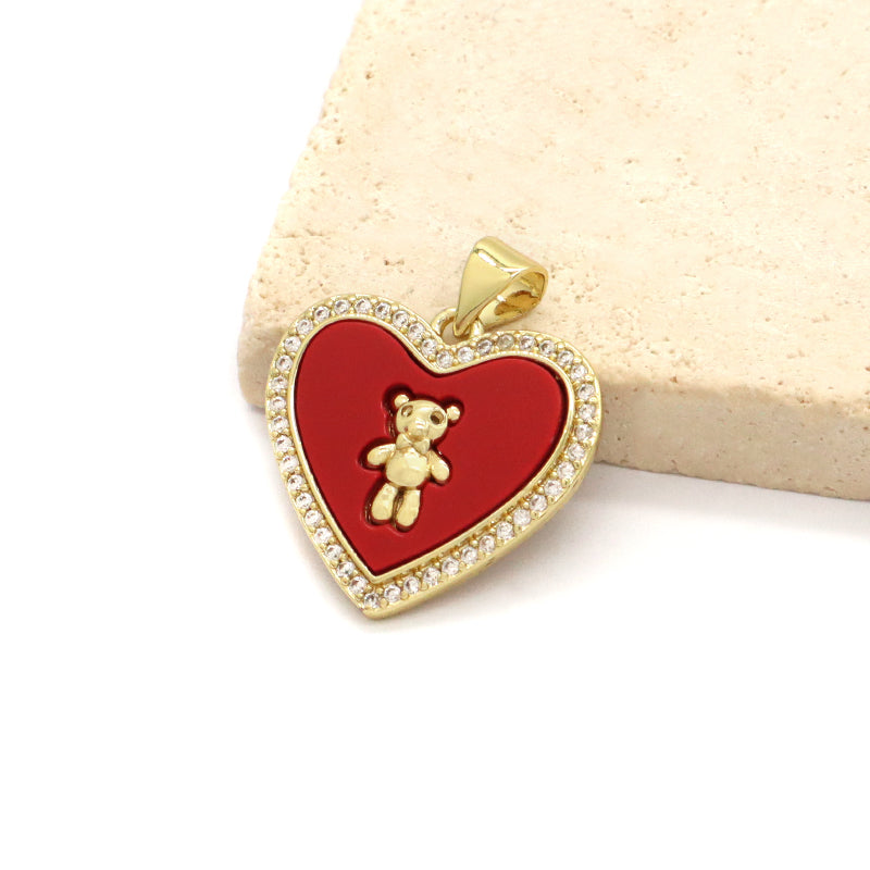 Hot Selling Factory  Wholesale Romantic Gold Plated Heart Charm Jewelry Accessories Women Shell Enamel Heart Shape Pendant