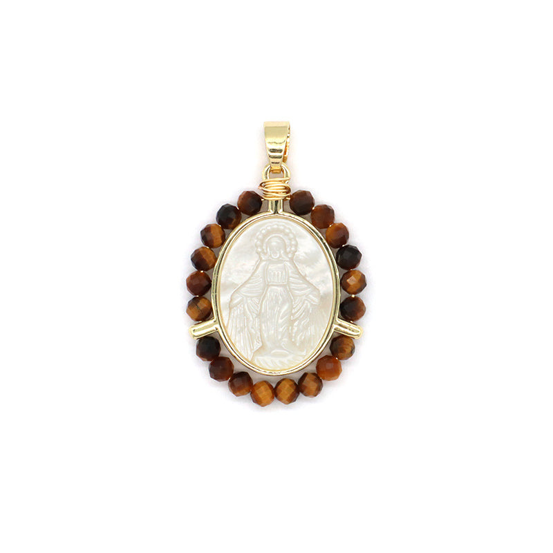 Wholesale Various China Factory Healing Stone Gold Plated Charm Jewelry Shell Natural Stone Beads Charm Pendant For Necklace