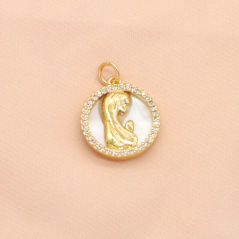 Wholesale New Fashionable Custom China Factory Angle Charm Necklace Pendant CZ Gold Plated Round Shell Angle Pendant For Jewelry