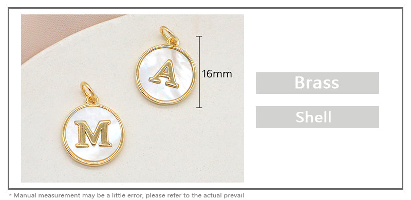 New Wholesale Custom Fashionable Factory Charm Necklace Pendant Gold Plated Round Letter Shell Pendant For Jewelry