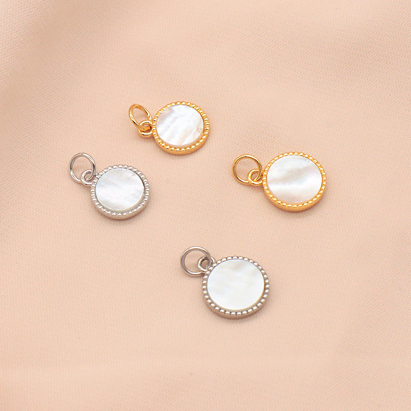 Wholesale Various Newest Custom Jewelry Shell Charm Pendant Jewelry Gold Plated Natural Round Shell Pendant For Jewelry Accessories