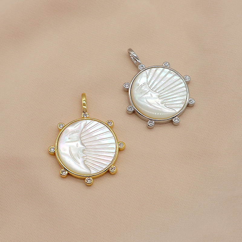 Good Quality Manufacture Moon Shell Charm Pendant Jewelry Wholesale Custom DIY Gold Plated Natural Shell Pendant For Necklace Making