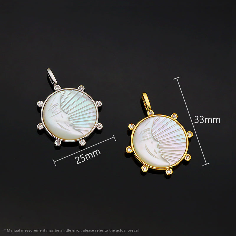 Good Quality Manufacture Moon Shell Charm Pendant Jewelry Wholesale Custom DIY Gold Plated Natural Shell Pendant For Necklace Making