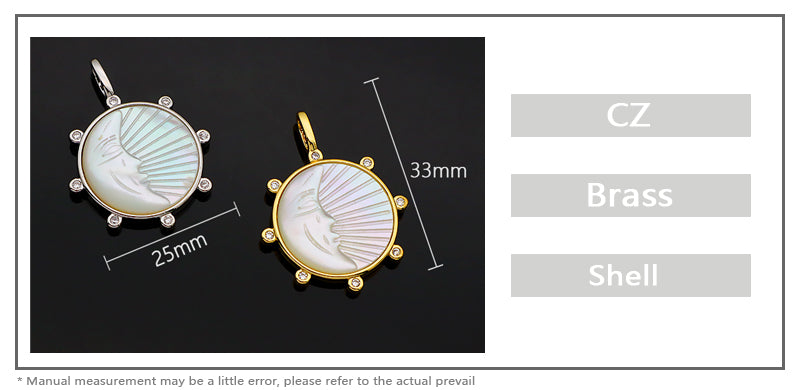 Good Quality Manufacture Moon Shell Charm Pendant Jewelry Wholesale Custom DIY Gold Plated Natural Shell Pendant For Necklace Making