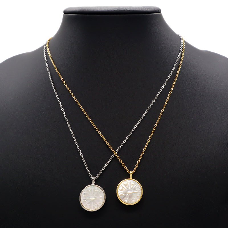 Wholesale Customized DIY Jewelry Sun Charm Pendant Gold Plated Natural Shell Pendant For Necklace