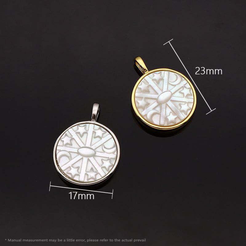 Wholesale Customized DIY Jewelry Sun Charm Pendant Gold Plated Natural Shell Pendant For Necklace