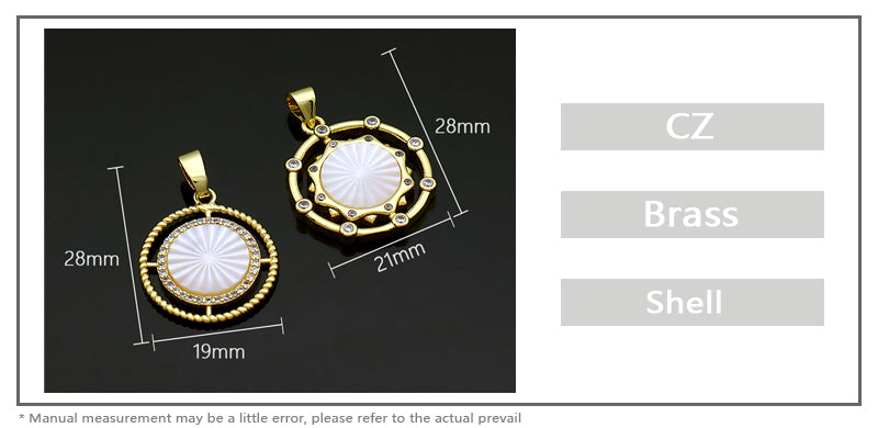 New Bulk Sale DIY Manufacture Factory Custom Shell Charm Pendant Jewelry CZ Gold Plated Natural Shell Pendant For Necklace