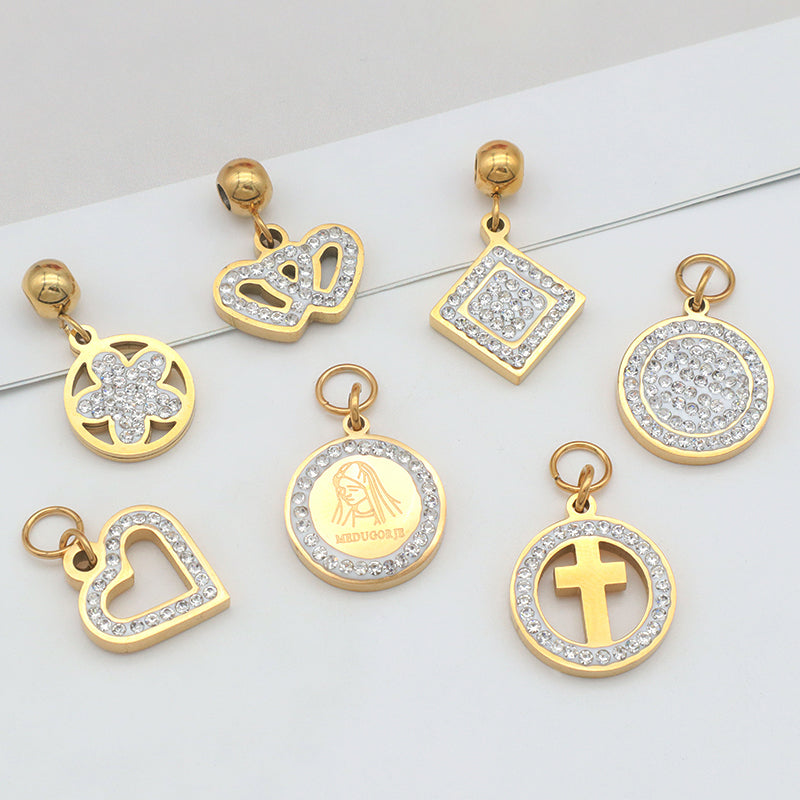 2023 New jewelry necklace evil eyes pendant charms DIY gold plated stainless steel charms bulk for jewelry makingPopular