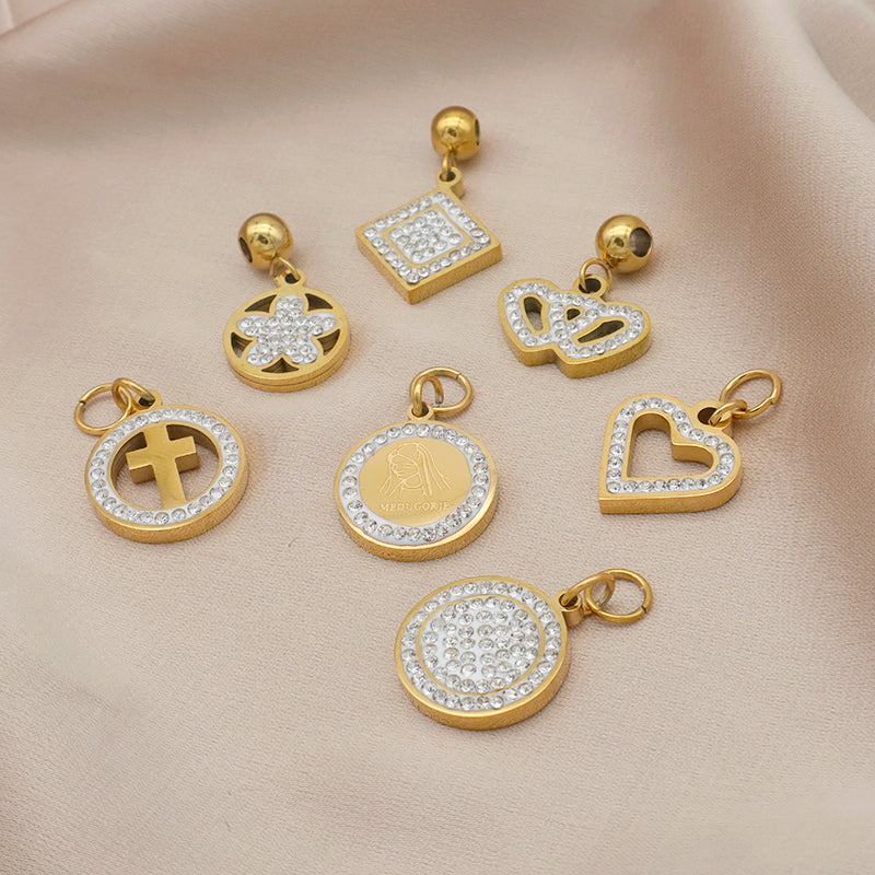 2023 New jewelry necklace evil eyes pendant charms DIY gold plated stainless steel charms bulk for jewelry makingPopular