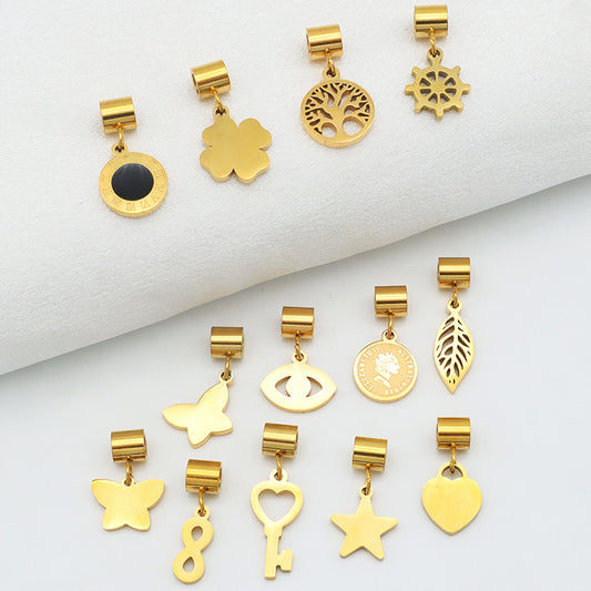 2023 New jewelry necklace evil eyes pendant charms DIY gold plated stainless steel charms bulk for jewelry making