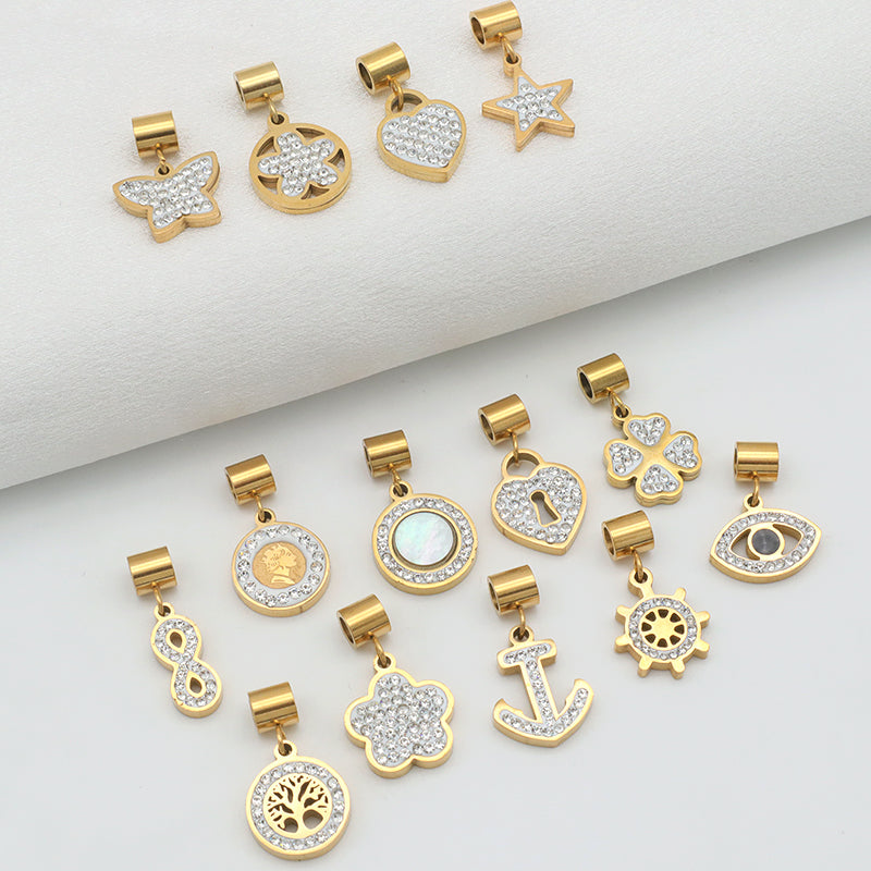 2023 Wholesale Custom New trendy jewelry pendants 18K gold plated stainless steel charms