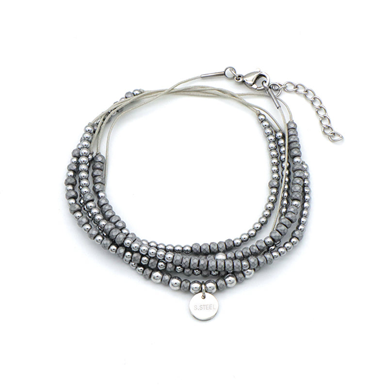 OEM CUSTOM HANDMADE Beaded jewelry bracelet necklace grey green coffee steel charms small natural stone bracelets bangles