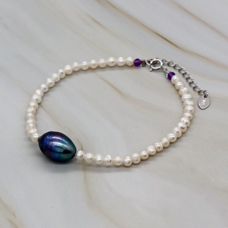 Wholesale Manufacture China Factory OEM Custom Baroque fresh water pearl with 925 sterling silver bracelet