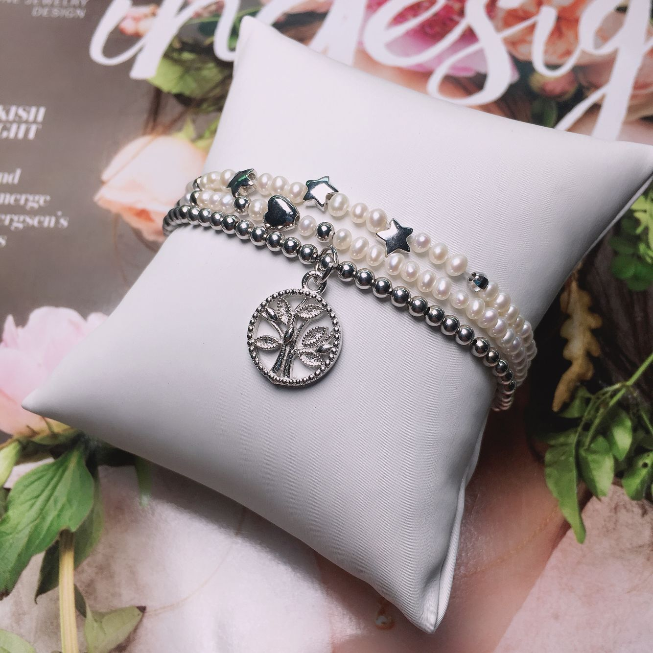 NEW gift friend very good quality fresh water pearl and silver beads bracelet with 925 silver charms bracelet for girl