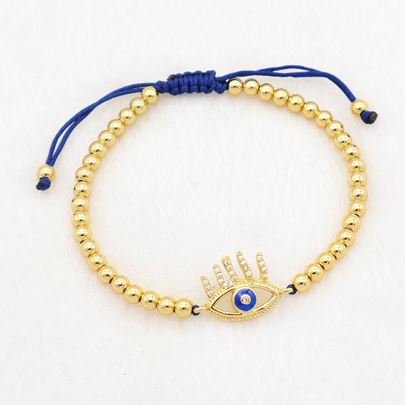 2023 trendy women jewelry evils eye charm bracelet bangle 18k gold plated beaded turkish evils eye jewelry
