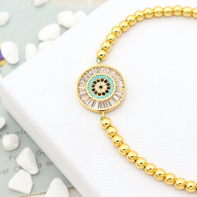 2023 trendy women jewelry evils eye charm bracelet bangle 18k gold plated beaded turkish evils eye jewelry