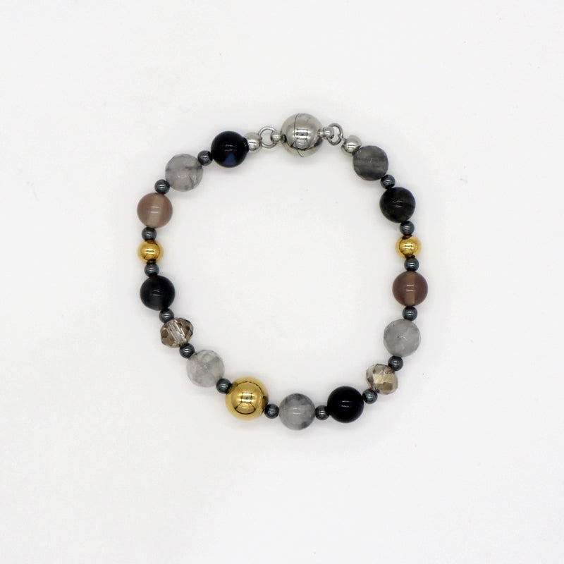 OEM Factory Manufacture High quality natural stone stainless steel magnetic closure hematite beads bracelet