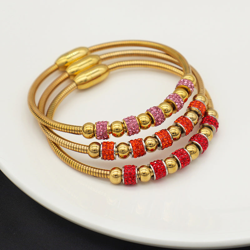 High quality fashion jewelry 18K kids girls women trendy glod plated stainless steel charm bracelet bangle