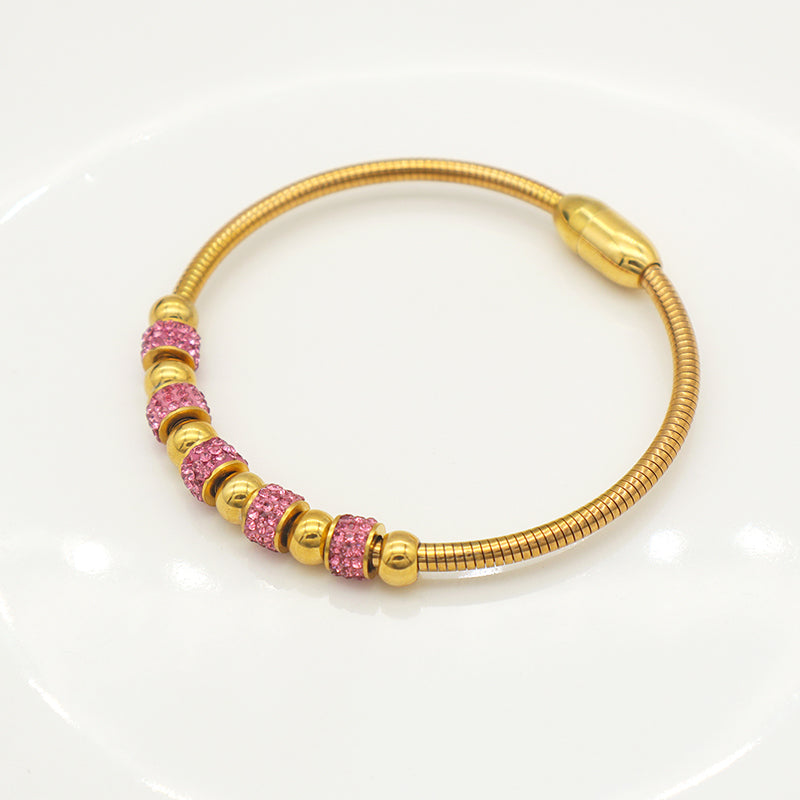 High quality fashion jewelry 18K kids girls women trendy glod plated stainless steel charm bracelet bangle