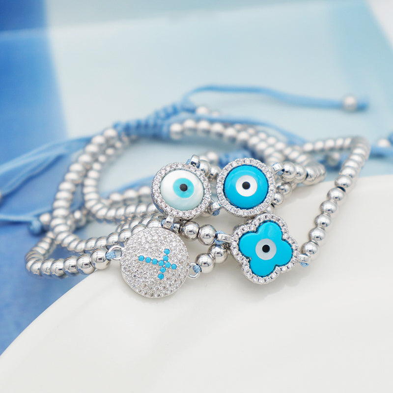 GOOD QUALITY 2023 new women jewelry rhodium evils eye charm beaded bracelet turkish evils eye