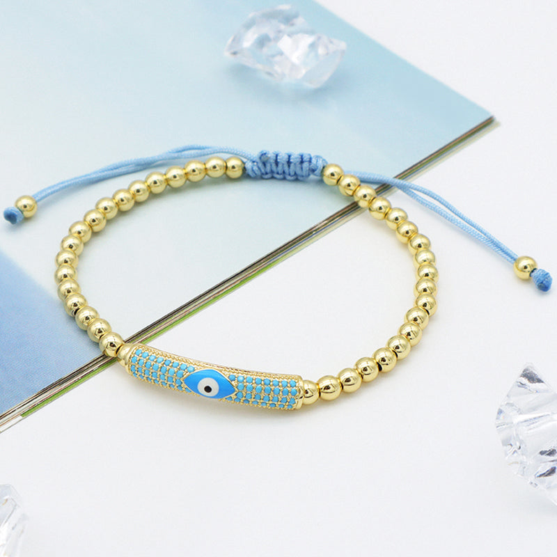2023 good quality women jewelry gold plated adjustable beaded eye charm bracelet turkish eye evil eyes bracelet
