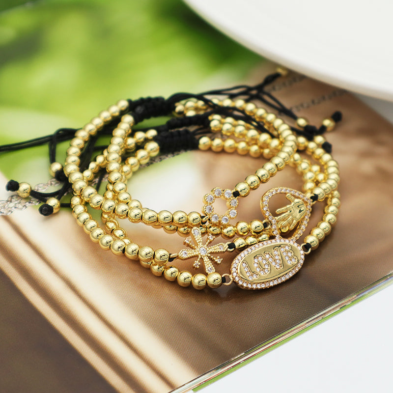 Good quality 2023 new women jewelry 18K gold plated adjustable copper charm bracelet