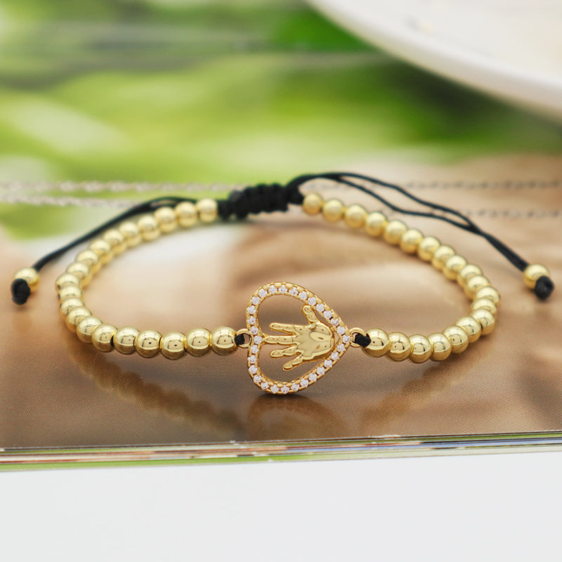 Good quality 2023 new women jewelry 18K gold plated adjustable copper charm bracelet